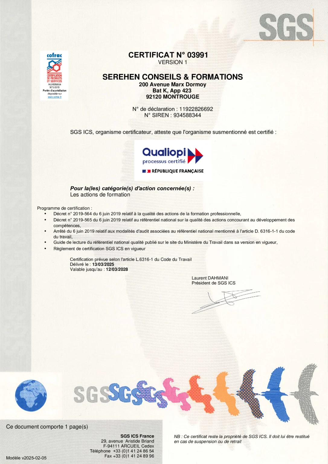 CERTIFICAT QUALIOPI